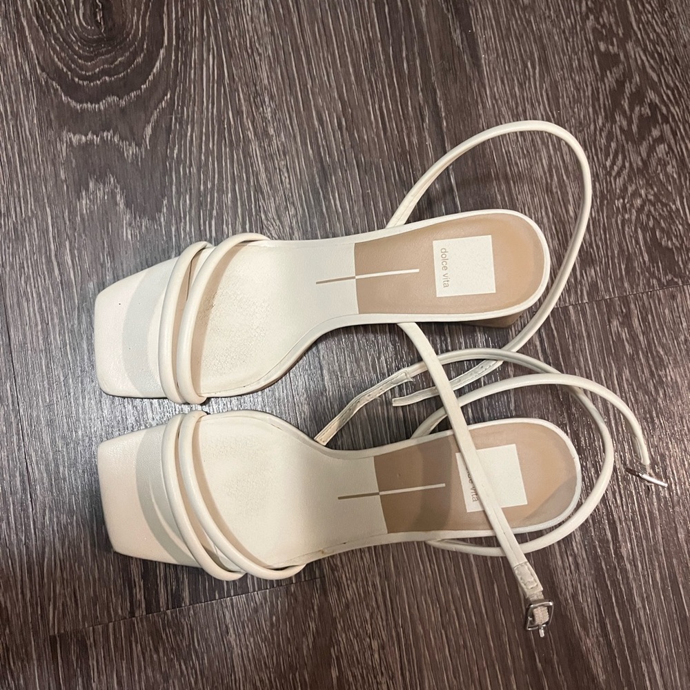 Dolce Vita White Strappy Block Heel